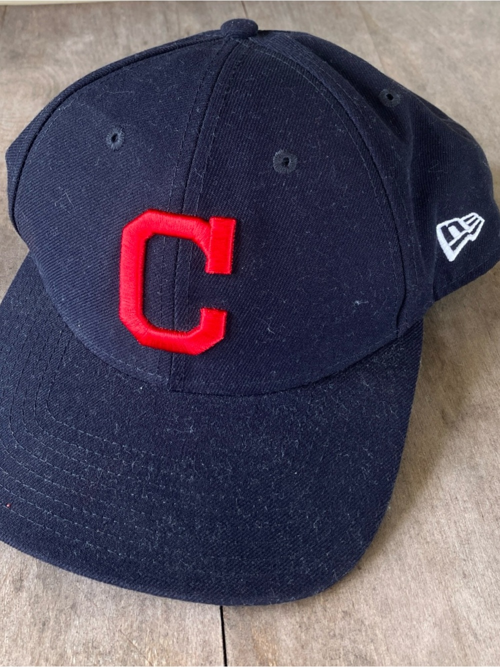 New Era Cleveland Indians Blue Hat Strap with Red & White Logo